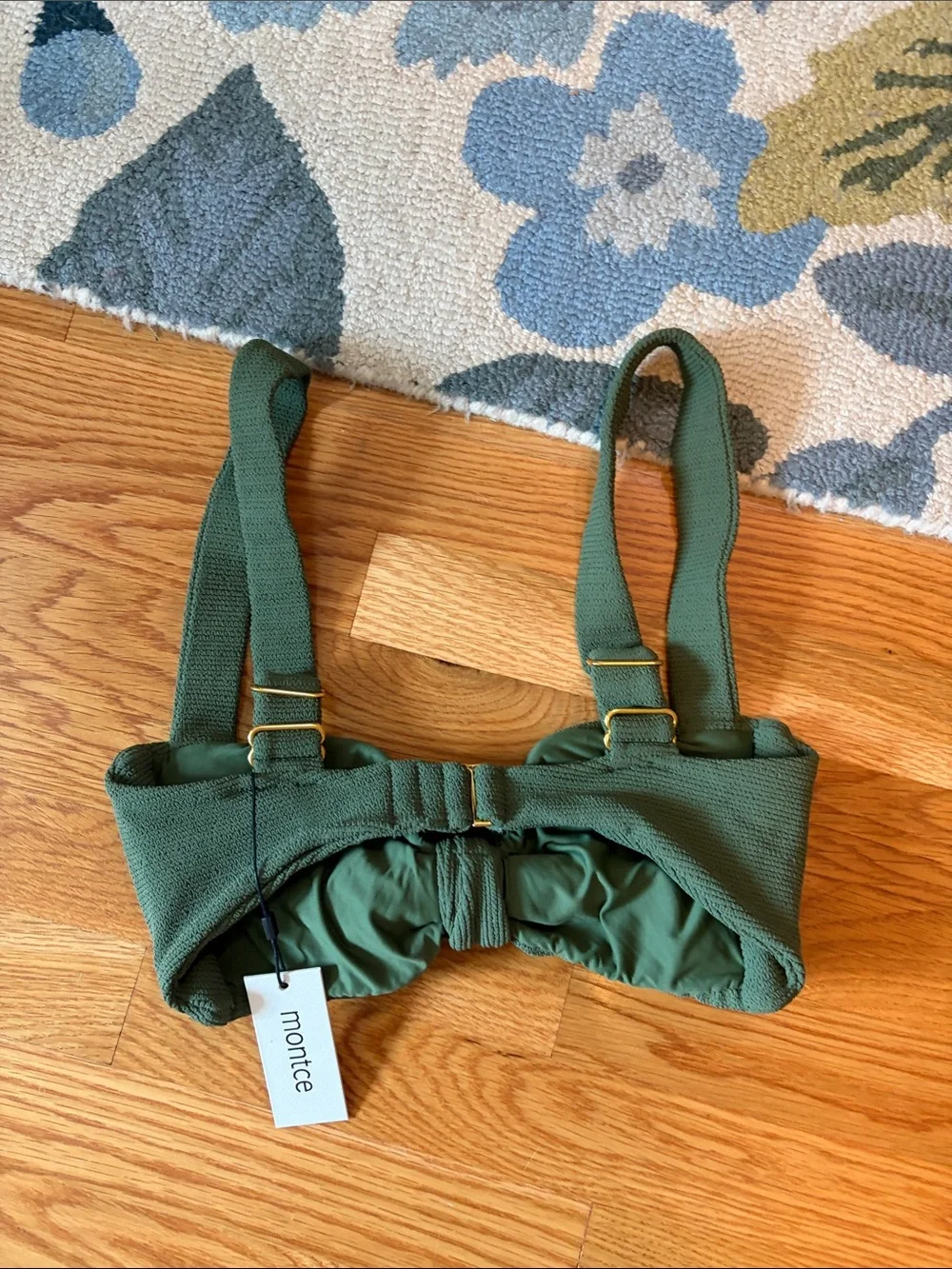 Montce Olive Micro Scrunch Hayden Bikini Top Size M NWT